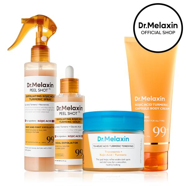 Dr.Melaxin Official Kojic Acid Turmeric Amber Face & Body Care Set (4 pcs) -