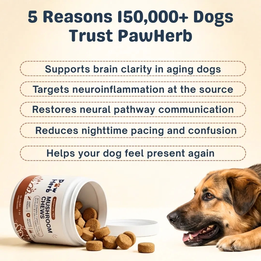 Fight Your Dog's Mental Decline with PawHerb™ 8 in 1 Mushroom Chews
